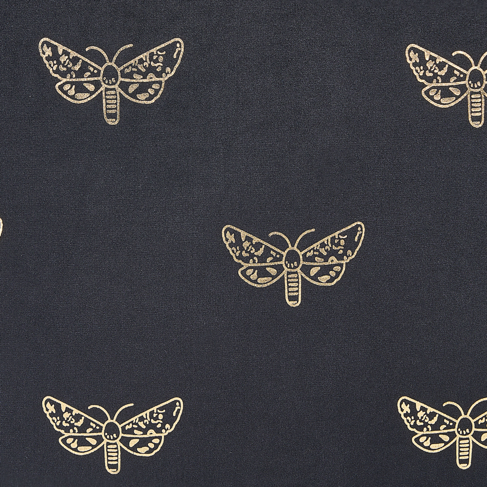 Set di 2 cuscini sparsi in velluto nero 45 x 45 cm Cuscino da lancio con motivo a farfalla Sfoderabile con imbottitura