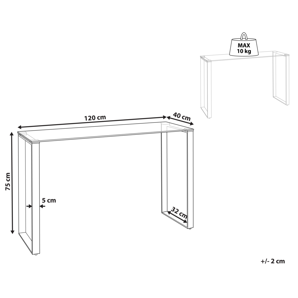 Consolle in vetro temperato trasparente placcato e dorato 75 x 120 cm soggiorno camera da letto