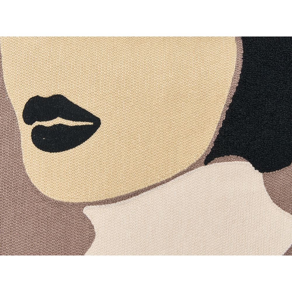 Set di 2 cuscini in cotone marrone beige 45 x 45 cm con motivo viso donna salotto cameretta camera da letto