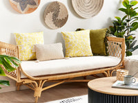 Set di 2 cuscini in cotone beige e giallo 45 x 45 cm con motivo a fiori soggiorno cameretta camera da letto