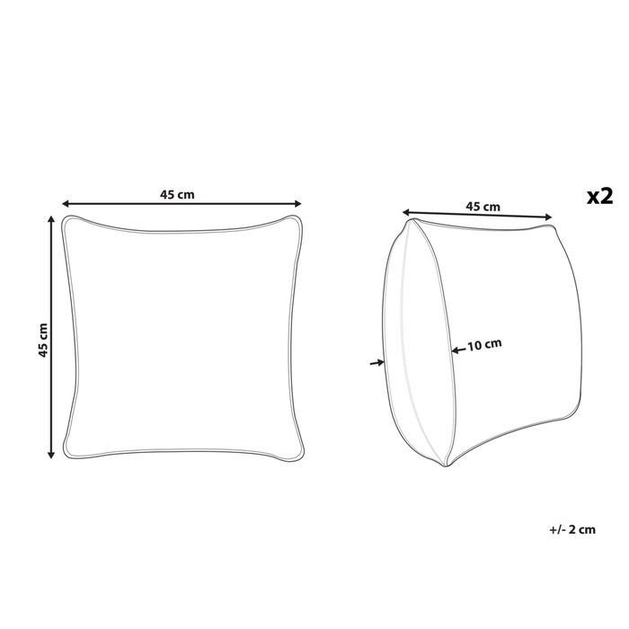Set di 2 cuscini in poliestere grigio e bianco 45 x 45 cm con motivo a fiori soggiorno camera da letto