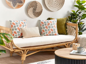 Set di 2 cuscini bianco arancione e verde 45 x 45 cm motivo papaya frutta esotica soggiorno camera da letto