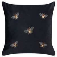 Set di 2 cuscini decorativi in velluto nero 45 x 45 cm con motivo con api soggiorno camera da letto