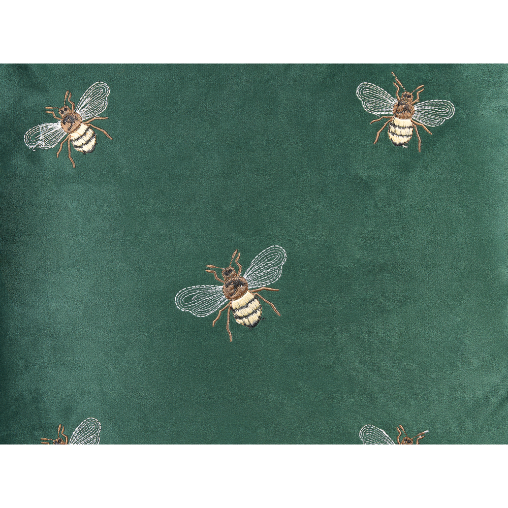 Set di 2 cuscini decorativi in velluto verde 45 x 45 cm con motivo con api soggiorno camera da letto