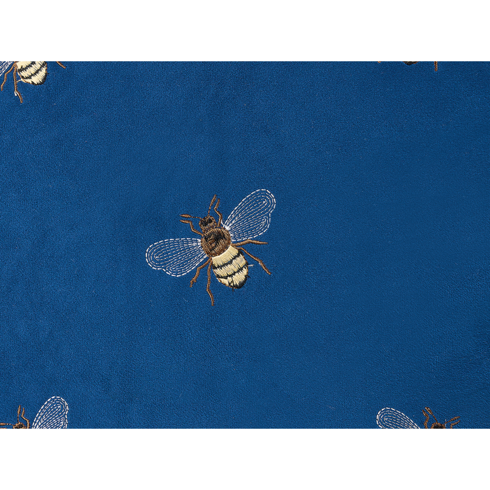 Set di 2 cuscini decorativi in velluto blu 45 x 45 cm con motivo con api soggiorno camera da letto