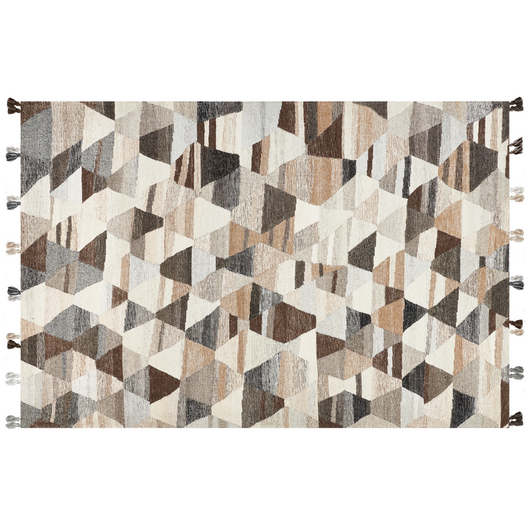 Tappeto di lana multicolore 200 x 300 cm kilim fatto a mano patchwork con nappe soggiorno camera da letto