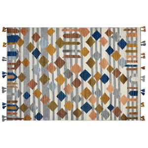 Tappeto di lana multicolore 200 x 300 cm kilim a mano geometrica nappe soggiorno camera da letto
