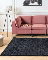 Tappeto in finta pelliccia di coniglio nero Pelliccia artificiale di poliestere 160 x 230 cm Tappeto morbido Shaggy ad alto pelo