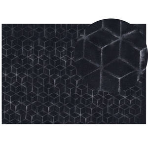 Tappeto in finta pelliccia di coniglio nero Pelliccia artificiale di poliestere 160 x 230 cm Tappeto morbido Shaggy ad alto pelo