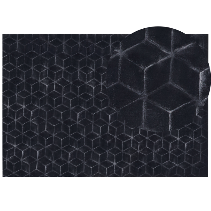 Tappeto in finta pelliccia di coniglio nero Pelliccia artificiale di poliestere 160 x 230 cm Tappeto morbido Shaggy ad alto pelo