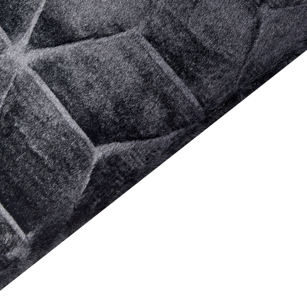 Tappeto in finta pelliccia di coniglio nero Pelliccia artificiale di poliestere 80 x 150 cm Tappeto morbido Shaggy ad alto pelo