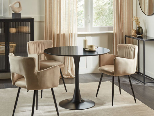 Tavolo da pranzo rotondo Nero da 90 cm con base in metallo a 4 posti da cucina