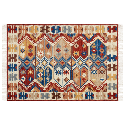 Tappeto kilim in lana multicolore fatto a mano 160 x 230 cm nappe soggiorno camera da letto