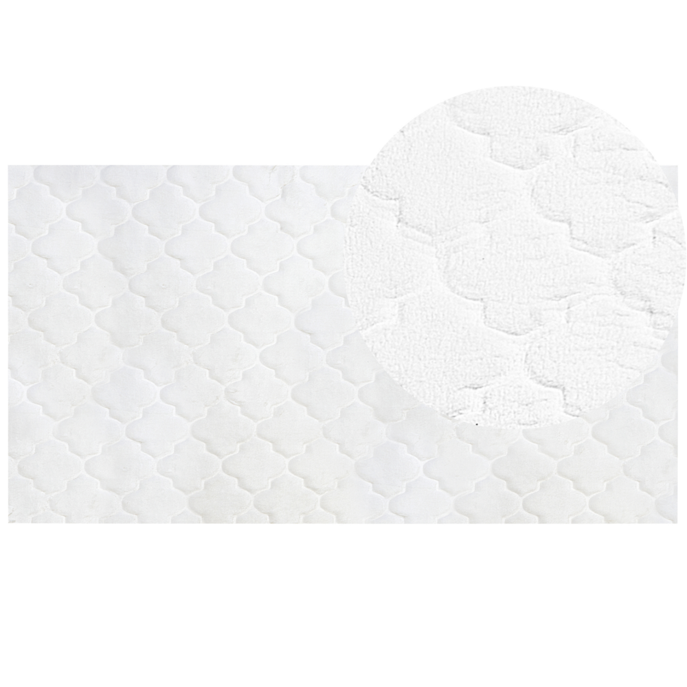 Tappeto in pelle sintetica di coniglio bianca 80 x 150 cm motivo a rete soggiorno camera da letto