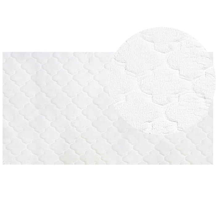 Tappeto in pelle sintetica di coniglio bianca 80 x 150 cm motivo a rete soggiorno camera da letto