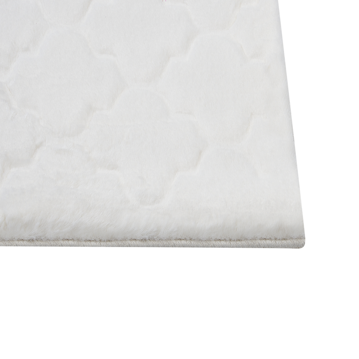 Tappeto in pelle sintetica di coniglio bianca 80 x 150 cm motivo a rete soggiorno camera da letto