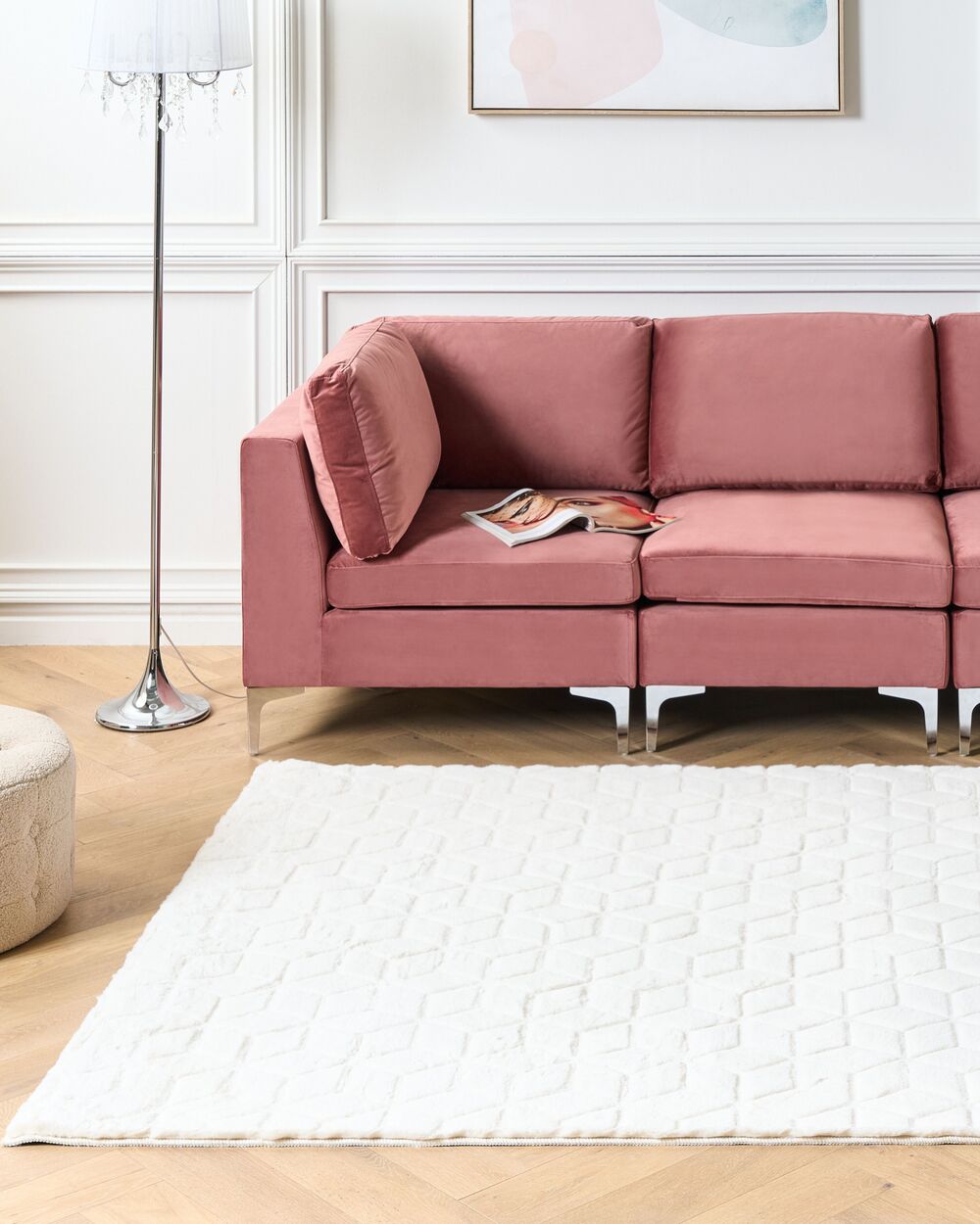 Tappeto in finta pelliccia di coniglio bianco Pelliccia artificiale di poliestere 160 x 230 cm Tappeto morbido Shaggy ad alto pelo