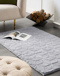 Tappeto in finta pelliccia di coniglio grigio Pelliccia artificiale di poliestere 80 x 150 cm Tappeto morbido Shaggy ad alto pelo