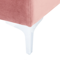 Divano ad angolo a 1 posto in velluto rosa Modulo con gambe in metallo argento Stile glamour