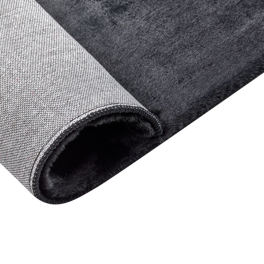 Tappeto Shaggy Artificiale di Coniglio in Pelliccia Ecologica Morbido e Soffice 160 x 230 cm Nero