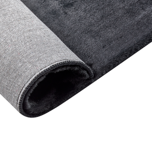 Tappeto Shaggy Artificiale di Coniglio in Pelliccia Ecologica Morbido e Soffice 160 x 230 cm Nero