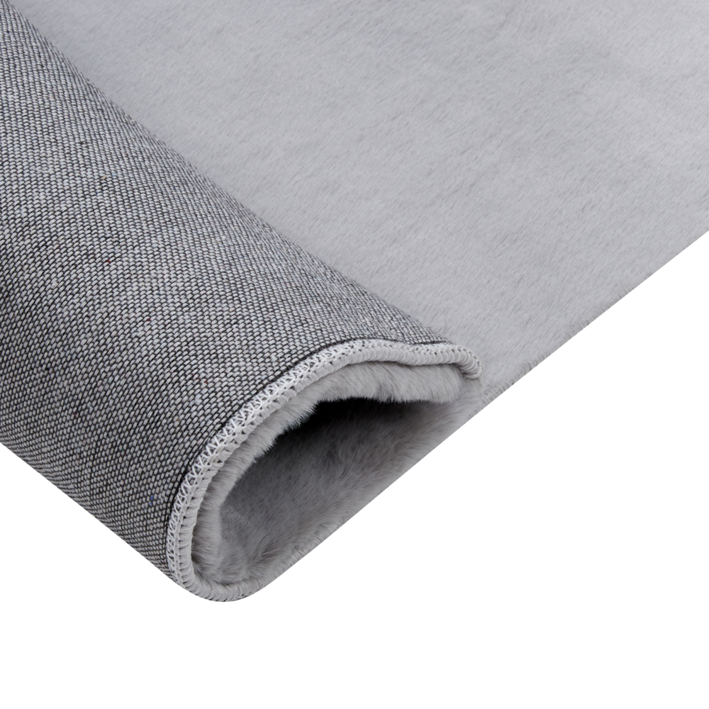 Tappeto Shaggy Artificiale di Coniglio in Pelliccia Ecologica Morbido e Soffice 160 x 230 cm Grigio Chiaro