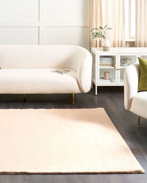 Tappeto Shaggy Artificiale di Coniglio in Pelliccia Ecologica Morbido e Soffice 160 x 230 cm Beige