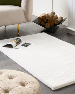 Tappeto Shaggy Artificiale di Coniglio in Pelliccia Ecologica Morbido e Soffice 80 x 150 cm Bianco