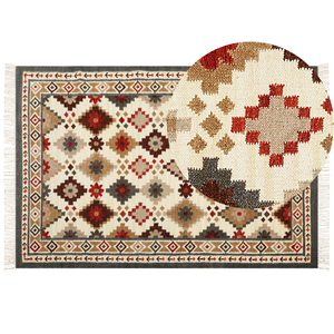 Tappeto di lana multicolore kilim a mano 200 x 300 cm soggiorno camera da letto