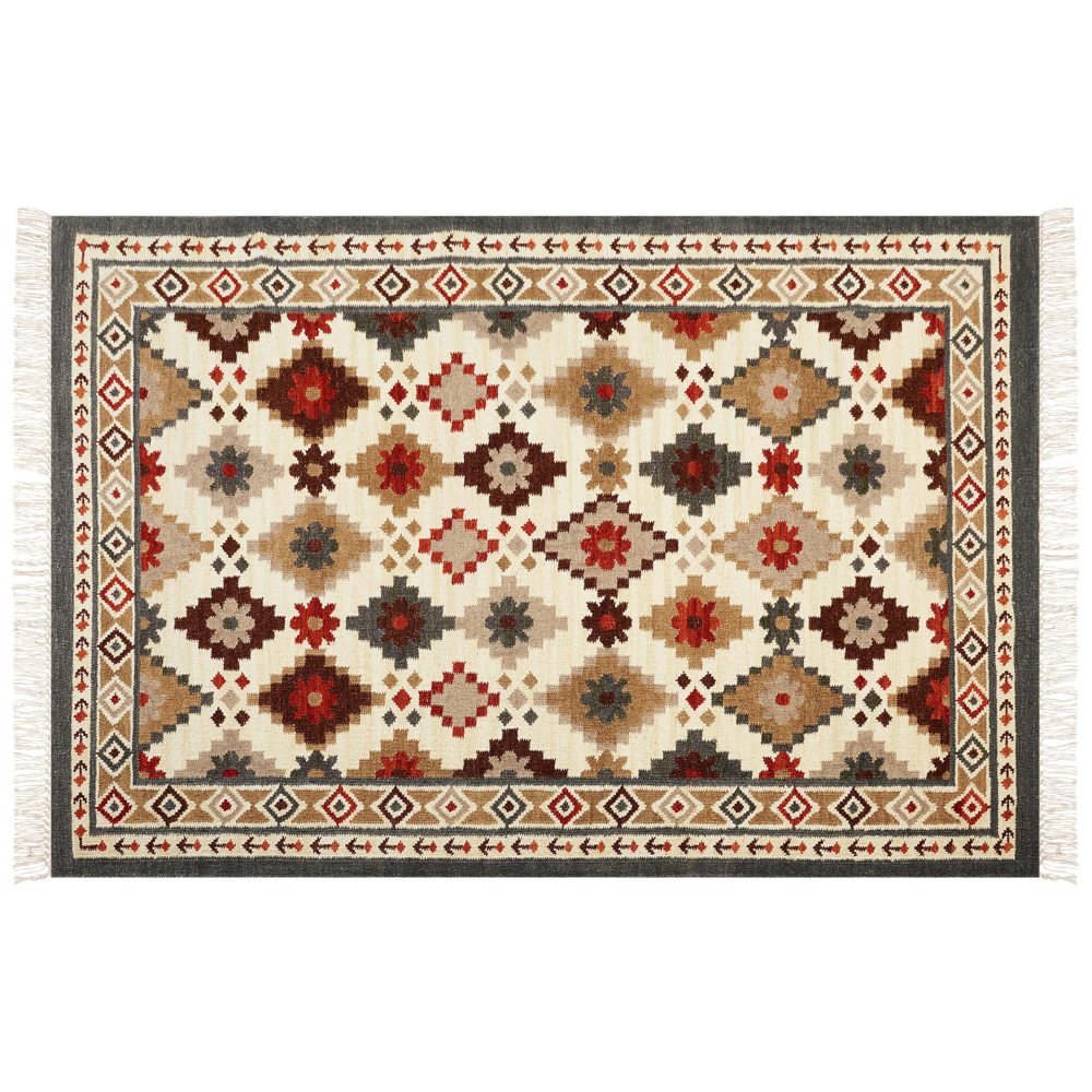 Tappeto di lana multicolore kilim a mano 200 x 300 cm soggiorno camera da letto