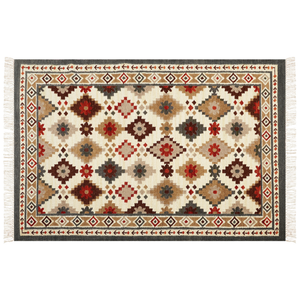 Tappeto di lana multicolore kilim a mano 200 x 300 cm soggiorno camera da letto
