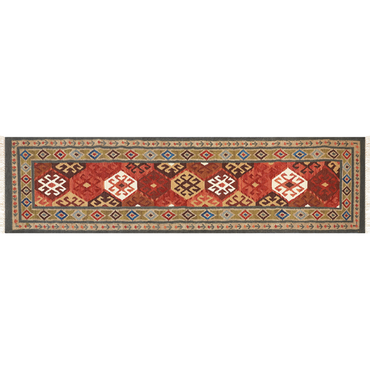 Tappeto in lana multicolore 80 x 300 cm Tappeto Kilim intrecciato a mano Design orientale rustico