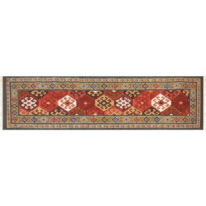 Tappeto in lana multicolore 80 x 300 cm Tappeto Kilim intrecciato a mano Design orientale rustico