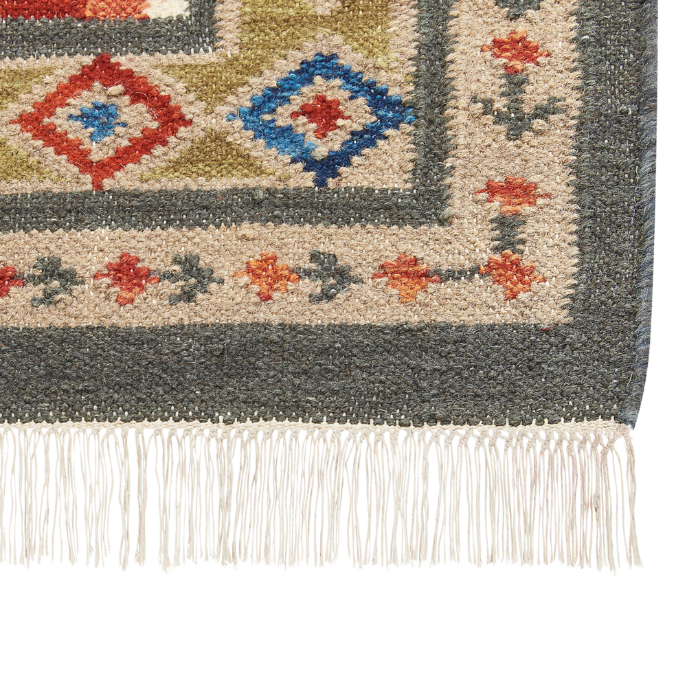 Tappeto in lana multicolore 80 x 300 cm Tappeto Kilim intrecciato a mano Design orientale rustico