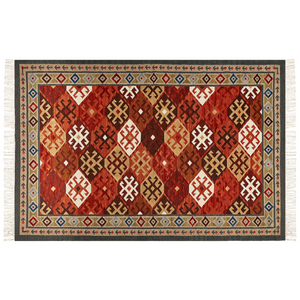 Tappeto in lana multicolore 200 x 300 cm Tappeto Kilim tessuto a mano Design orientale rustico
