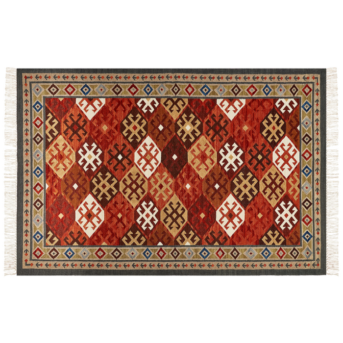Tappeto in lana multicolore 200 x 300 cm Tappeto Kilim tessuto a mano Design orientale rustico