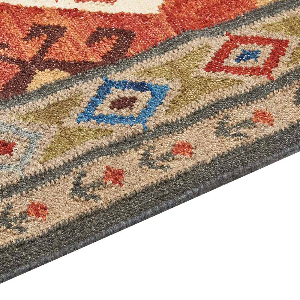 Tappeto in lana multicolore 200 x 300 cm Tappeto Kilim tessuto a mano Design orientale rustico