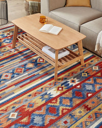 Tappeto di lana multicolore kilim a mano motivo etnico 160 x 230 cm soggiorno camera da letto