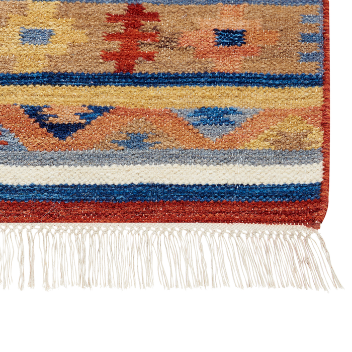 Tappeto di lana multicolore kilim a mano motivo etnico 160 x 230 cm soggiorno camera da letto