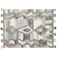 Tappeto Kilim multicolore in lana e cotone 160 x 230 cm Fatto a mano con motivo patchwork boho con frange