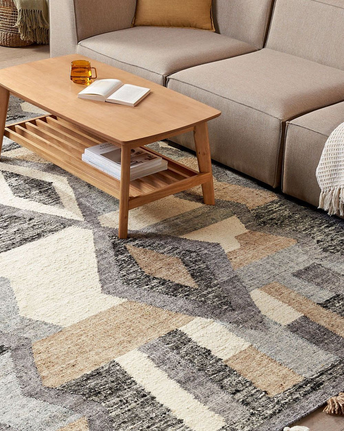 Tappeto Kilim multicolore in lana e cotone 200 x 300 cm Fatto a mano con motivo patchwork boho con frange