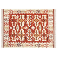 Tappeto Kilim multicolore in lana e cotone 160 x 230 cm Fatto a mano con motivo patchwork Boho e frange.