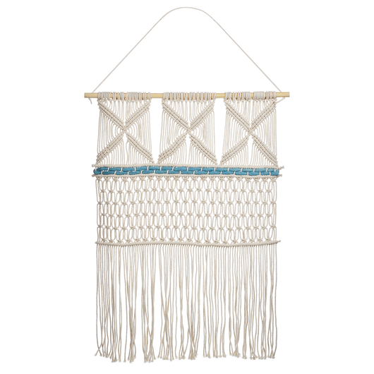 Decorazione da parete Decorazione da appendere in cotone beige e blu Soggiorno in stile rustico Boho