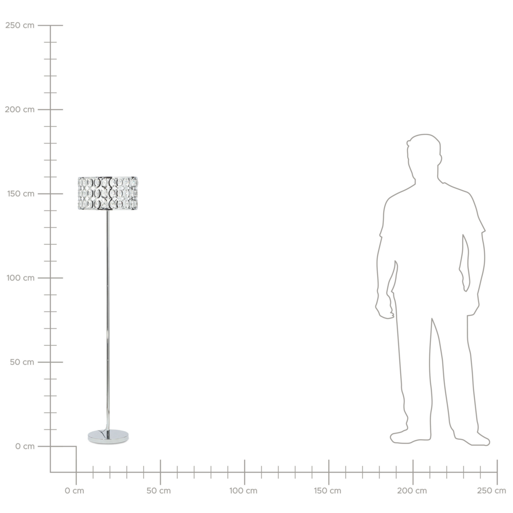 Lampada da pavimento in color argento e cristallo moderna in stile glam salotto camera da letto ingresso cameretta