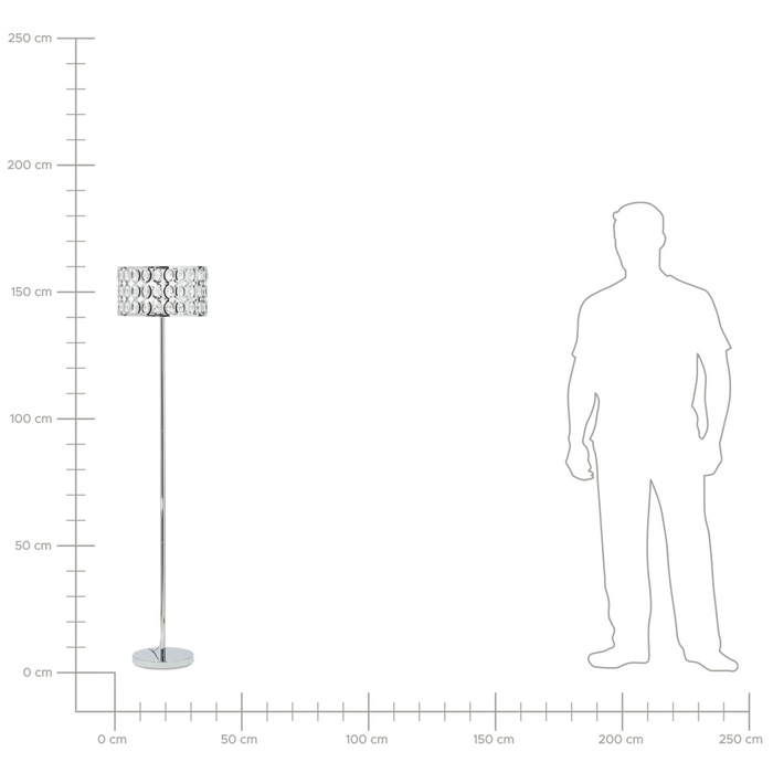 Lampada da pavimento in color argento e cristallo moderna in stile glam salotto camera da letto ingresso cameretta