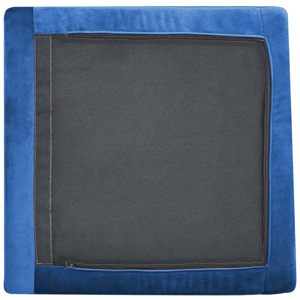 Divano ad angolo a 1 posto in velluto blu marino Modulo con gambe in metallo argento Stile glamour