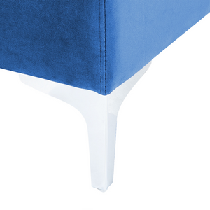 Divano ad angolo a 1 posto in velluto blu marino Modulo con gambe in metallo argento Stile glamour