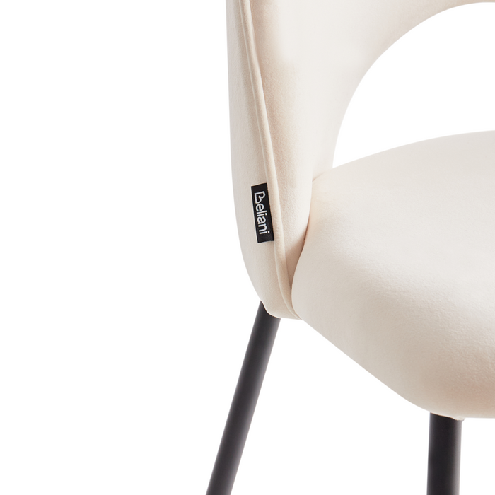 Set di 2 sedie da pranzo rivestimento in tessuto beige gambe nere glamour retrò