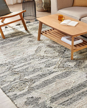 Tappeto in lana grigia fatto a mano con motivo 200 x 300 cm soggiorno camera da letto