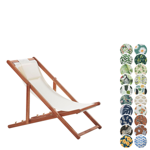 Sdraio da Giardino in Legno D'acacia Chiaro con 2 Federe in Tessuto Bianco reclinabile pieghevole struttura in legno di acacia